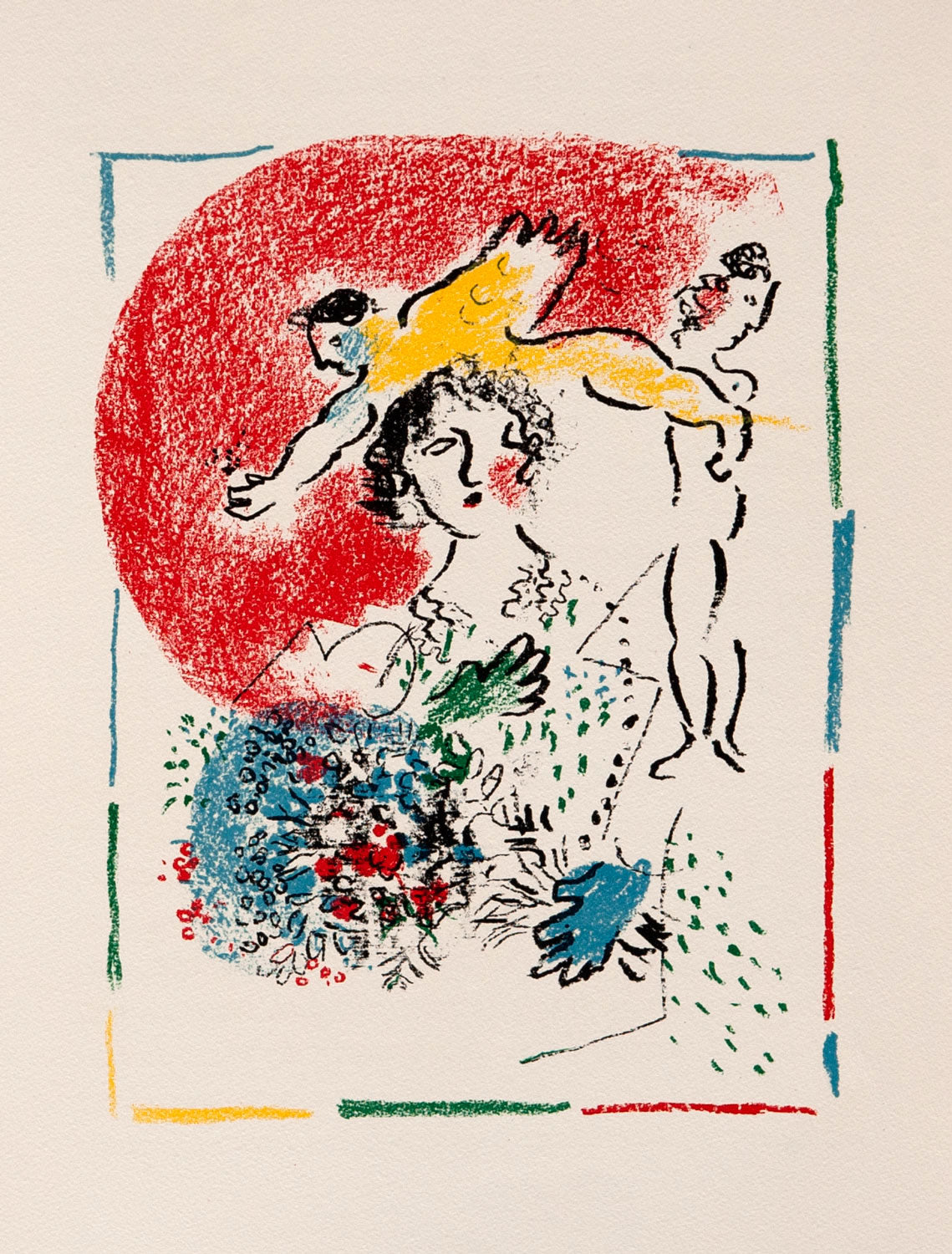 Marc Chagall Lady With Bouquet I Red Sun Goldmark