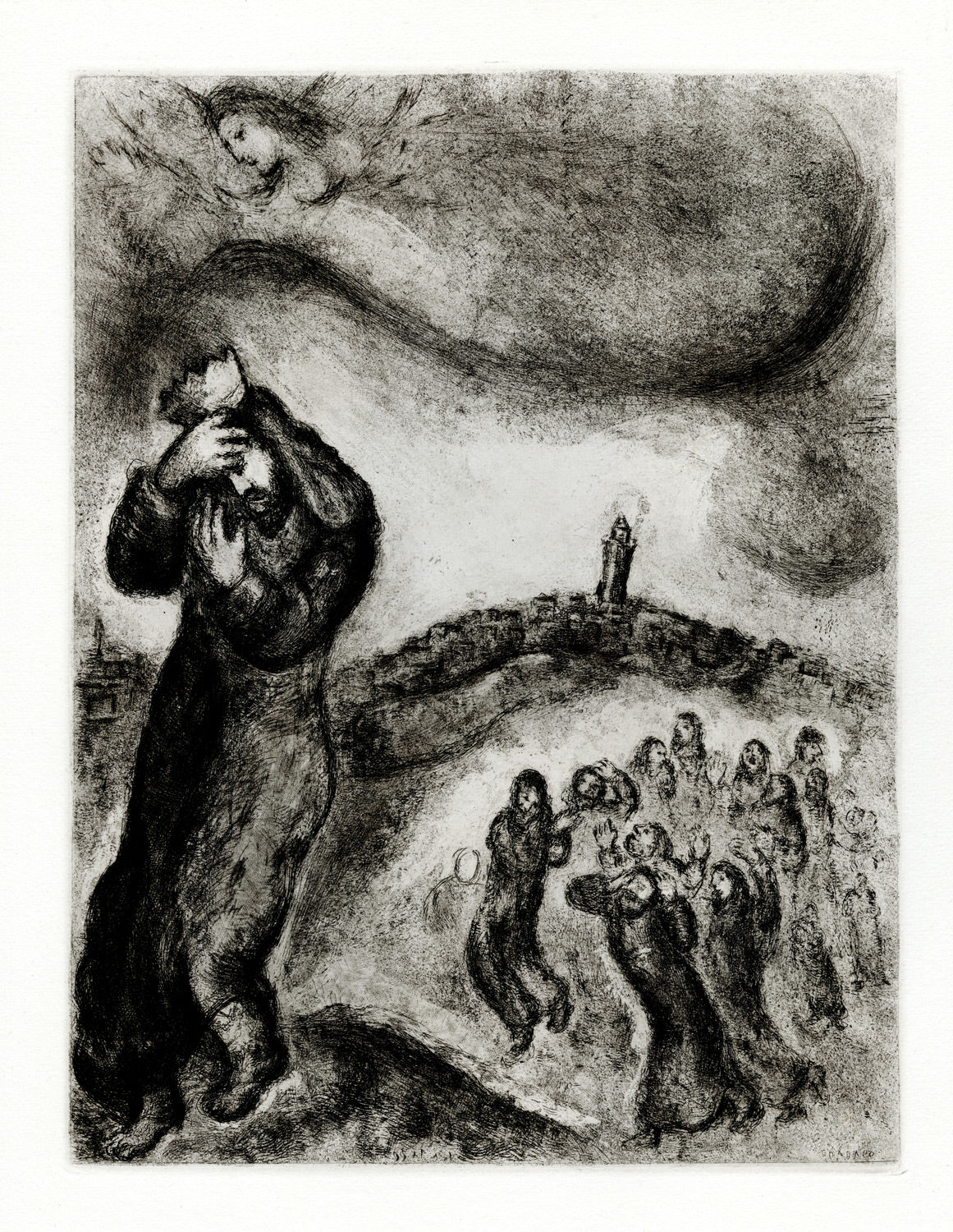 Marc Chagall David Montant La Colline Des Oliviers David Ascending The