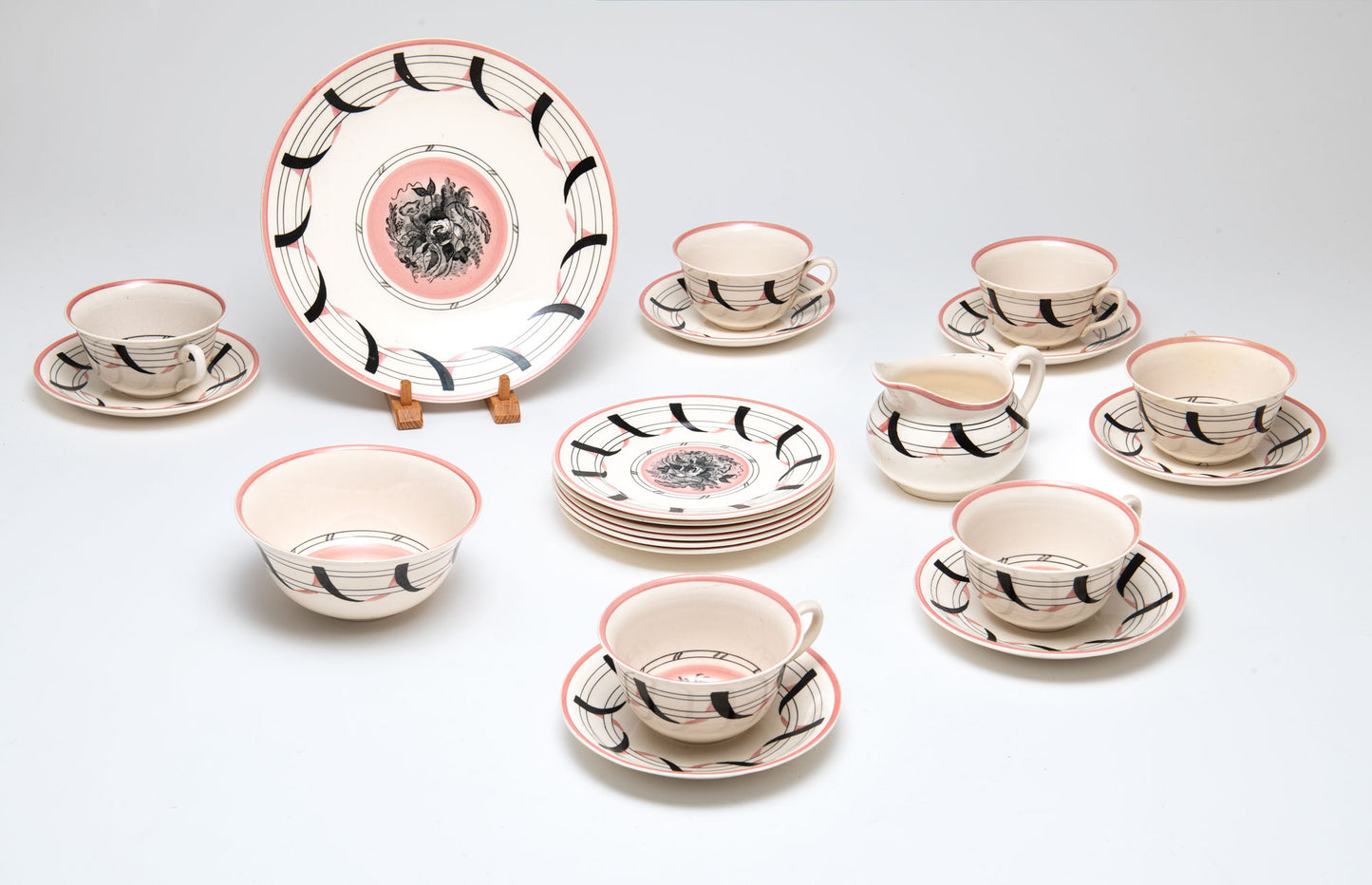 Pink and Black Tea Set