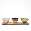 Set of Three Cups with Wooden Tray