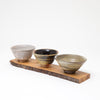 Set of Three Cups with Wooden Tray